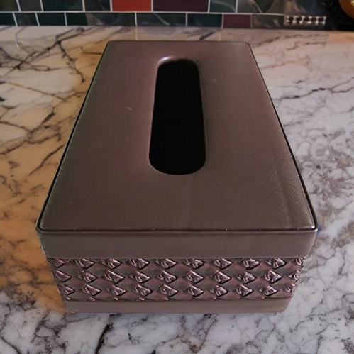 Leatherette Gray Tissue Box – On The Table