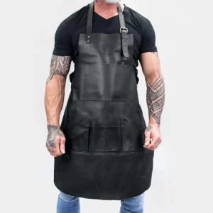 multi-pocket-handmade-leather-apron-in-black-color
