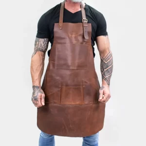 multi-pocket-handmade-leather-apron-in-brown-and-black-color